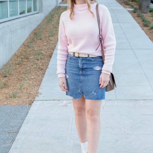 Wild Fable Denim Jean Mini Skirt Factory Distressed sz 9 - Picture 2 of 12